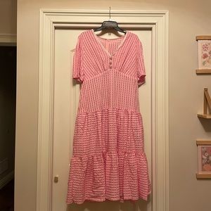Pink and white checkered dress
